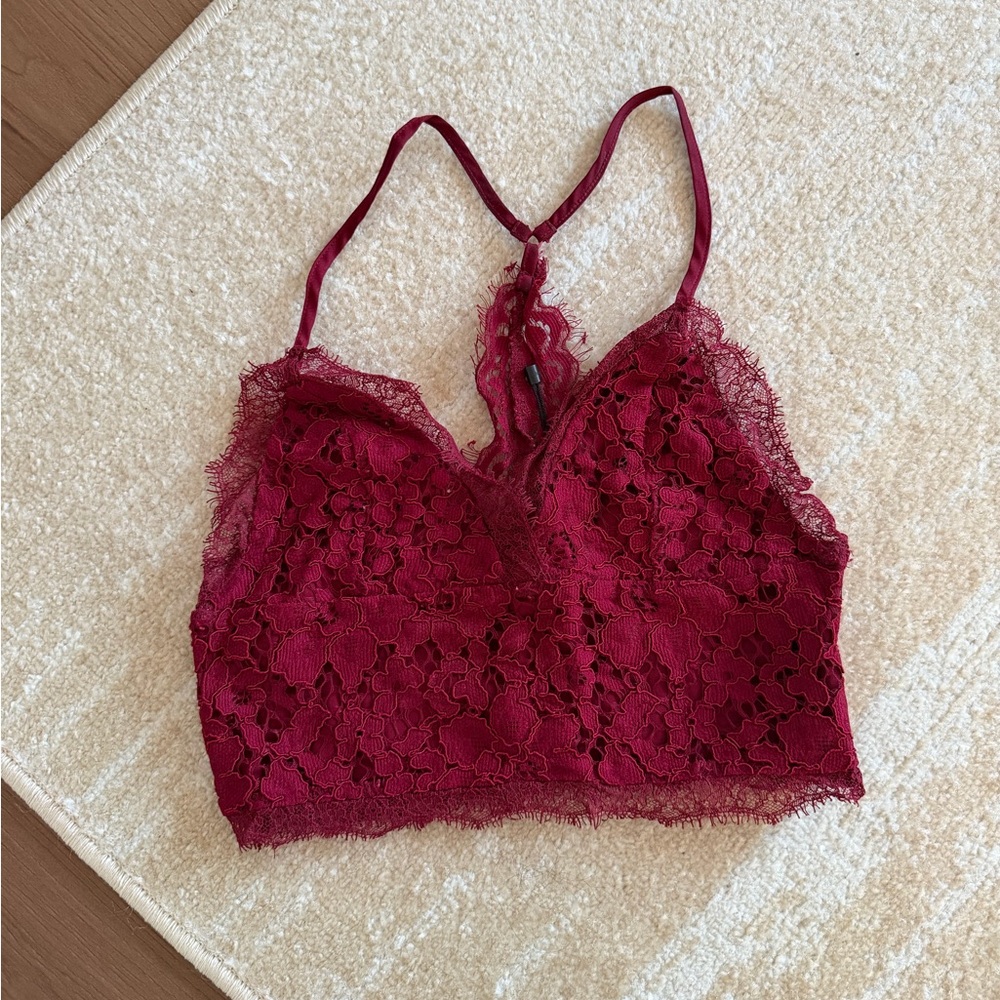 NBD Lace Bralette in Deep Red